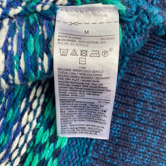 GAP Fair Isle Patchwork Cardigan Colorblock Long Duster Chunky Granny Artsy -M - Picture 16 of 16